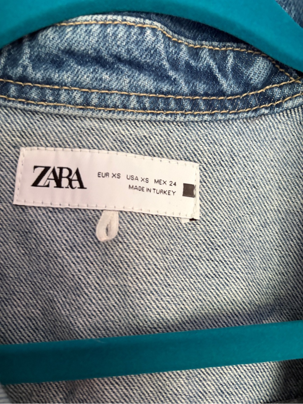 Zara Blue Denim Short-Sleeve Cropped Shirt - Picture 3 of 5